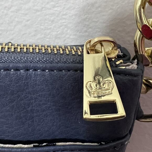 Juicy Couture Zippered Crossbody Bag Shoulder Purse Slate Blue Vegan Leather - Picture 5 of 13